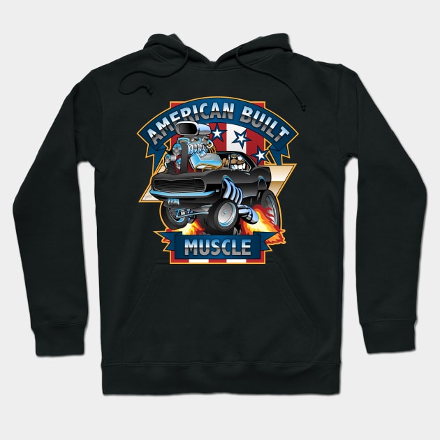 American Built Muscle - Classic Muscle Car Cartoon Illustration Hoodie by hobrath